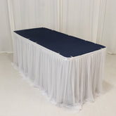 14ft Sheer Pleated Ruffle Skirting Chiffon Table Skirt - White, Shimmer Sheer, Wrinkle-Free Fabric