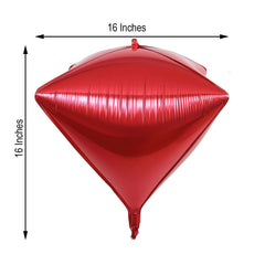 3 Pack 16" Shiny Red 4D Diamond Self-Sealing Reusable Foil Balloon