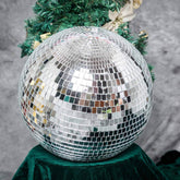 16" Large Silver Foam Disco Mirror Ball With Hanging Swivel Ring, Holiday Party Decor