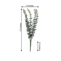 30 Stems 17" Frosted Green Artificial Eucalyptus Sprays, Faux Plants