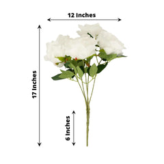 2 Bushes 17" White Premium Silk Jumbo Rose Flower Bouquet, High Quality Artificial Wedding Floral Arrangements