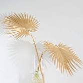 2-Pack Artificial Palm Leaf Stems Metallic Gold - Glam Tropical Faux Plant Vase Filler Floral Backdrop Table Decor 34"