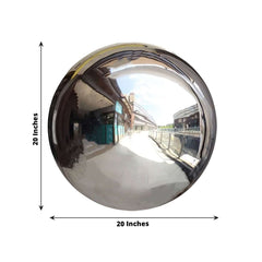 Gazing Globe Mirror Ball Reflective Hollow Stainless Steel Silver Sphere - Decorative Garden Accent Piece 20"