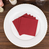 20 Pack Linen-Like Paper 5"x5" Napkins Burgundy - Highly Absorbent Airlaid Napkins