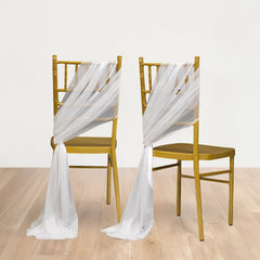 20-Pack Sheer Chair Drape Decor in White – 9ft Shimmer Sash, Wrinkle-Free