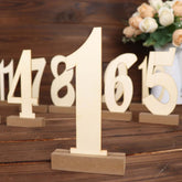 20-Pack Wooden Wedding Table Numbers Natural 1-20 with Holder Base - Perfect Rustic Signs for Receptions 6"
