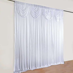 20ftx10ft White Premium Double Drape Satin Event Curtain Drapes, Glossy Photo Backdrop Event Panel