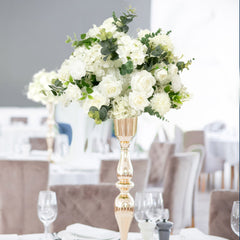 22-Inch White Silk Flower Grand Centerpiece – Pre-Arranged Artificial Rose, Hydrangea & Chrysanthemum Ball for Wedding & Event Décor