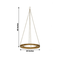 Gold Hanging Metal Floral Chandelier Frame - 24" Circular Lighting, Candle and Floral Display Base