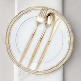 24-Pack Plastic Cutlery Set Metallic Gold with Gold Glitter - Stylish Disposable Silverware Pack 8"