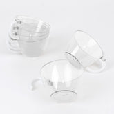 24-Pack Disposable Plastic Coffee Cups with Handles - 6oz Clear Hard Tea Mugs for Hot Beverages