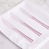25-Pack Plastic Knives Transparent Blush Glitter Classic Heavy Duty - Decorative Disposable Cutlery 7"