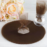 25 Pack 9" Chocolate Sheer Nylon Tulle Circles Favor Wrap, DIY Craft Fabric