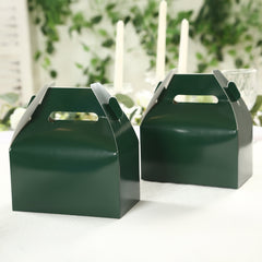 25 Pack Candy Gift Tote Gable Boxes, Hunter Emerald Green Party Favor Treat Boxes - 6"x3.5"x7"