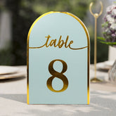 25-Pack 7" Disposable Table Numbers, Dusty Blue Free Standing Double Sided Table Number Place Cards with Metallic Gold Foil Numbers 1-25