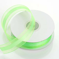 25 Yards 7/8" DIY Apple Green Organza Ribbon Satin Center - Clearance SALE