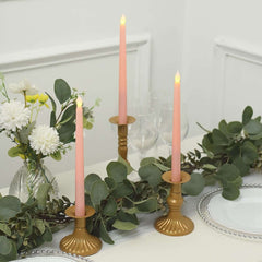 3-Pack LED Decorative Lighting Warm Flickering Blush - Flameless Taper Candles 11"