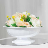 3-Pack Plastic Footed Compote Bowl Flower Vases Roman Style White - Round Decorative Pedestal Table Centerpieces 10"
