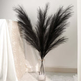 3 Stems Artificial Pampas Grass Decor Black - Soft Realistic Faux Ornamental Grass Branches for Rustic Boho Chic Backdrops Floral Styling & Vase Displays 44"