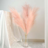 3 Stems Artificial Pampas Grass Decor Dusty Rose for Rustic Boho Chic Backdrops Floral Styling & Vase Displays 44"
