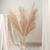 3 Stems Artificial Pampas Grass Decor Taupe - Soft Realistic Faux Ornamental Grass Branches for Rustic Boho Chic Backdrops Floral Styling & Vase Displays 44"