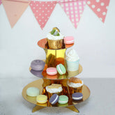 3-Tier Cardboard Cupcake Stand Metallic Gold - Reusable Dessert Table Display Tower for Classy Birthday Wedding Party Decoration 14"