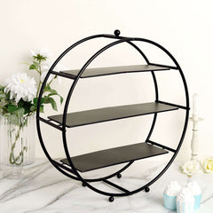 3-Tier Metal Round Cupcake Stand Matte Black - Stylish Dessert Holder Appetizer Display for Modern Weddings Dessert Buffets & Celebrations 21"