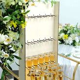 3-Tier Wooden Rectangle Champagne Wall Glass Holder in White for Rustic Events & Banquets