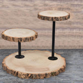 3-Tier Wooden Cheese Board Stand Natural Wood Slice Design - Rustic Cupcake Centerpiece with Assembly Tools 14"