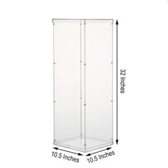 32" Clear Acrylic Display Box, Transparent Pedestal Riser with Interchangeable Lid and Base