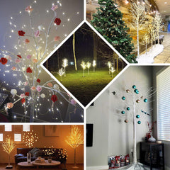 350 LED Lighted Birch Tree Design Warm White - Plug-in Remote Timer Lights with Detachable Base 6ft