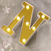 3D Marquee Letter "N" Warm White 7 LED Lights Gold - Chic Light-Up Decor for Events 6"
