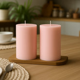 12-Pack 3"x6" Unscented Dripless Pillar Candles – Blush Long-Burning Paraffin Wax with Cotton Wicks