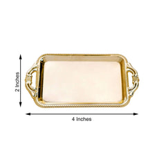 12-Pack Display Trays Party Favor Rectangular Design Gold - Mini Serving Platters for Candy and Desserts 4"