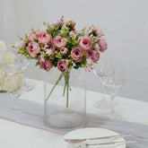 4 Pack 12" Artificial Dusty Rose Ranunculus Silk Flower Bridal Bouquets, Faux Buttercup Floral Arrangement