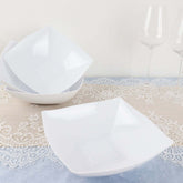4-Pack Plastic Serving Bowls White Square - Lightweight Medium Disposable Dishes for Events 32oz