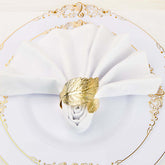 4 Pack Metallic Gold Ornate Leaf Napkin Rings, Linen Napkin Holders