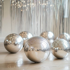4-Pack Metallic Silver Sphere Balloons, 39" Orbz Mylar Balloons Helium or Air-Filled Party Supplies