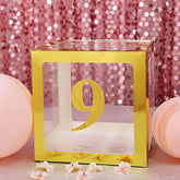 4-Pack Stickers Banner Custom 0-9 Number "9" Design Gold - Milestone Age and Date Stick-On Numbers 5"