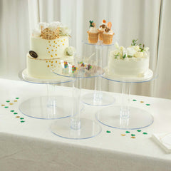 4-Tier Acrylic XL Cake Stand Set Clear - Assorted Sizes for Buffet Party Tables