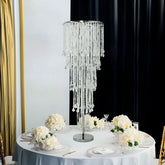 4ft Table Centerpiece in Crystal Beaded Waterfall Chandelier Style – Cascading Metal Floral Stand for Weddings & Luxury Event Décor