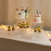 Set of 5 Acrylic Cake Stands Cylinder Design Round Clear - Display Risers for Events 8.5", 9", 10", 11", 12"
