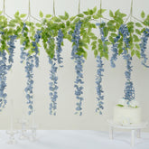 5 Pack 44" Silk Hanging Wisteria Flower Garland Vines in Dusty Blue, Elaborated 3 Full Strands in 1 Bush