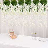 5 Pack 44" Silk Hanging Wisteria Flower Garland Vines in White, 3 Strands in 1 Bush