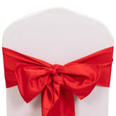 5 Pack Lamour Satin 6"x106" Chair Sashes Red - Stylish Reusable Decorative Bows