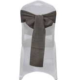 5 Pack Linen Chair Sashes 6"x108" Slubby Textured Charcoal Gray - Durable Wrinkle-Resistant Decor