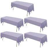 5-Pack Plastic Table Covers Lavender Lilac Rectangle - Reliable PVC Disposable Covers for Gatherings 54"x108"