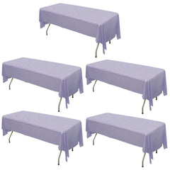 5-Pack Plastic Table Covers Lavender Lilac Rectangle - Reliable PVC Disposable Covers for Gatherings 54"x108"