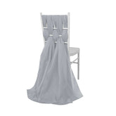 5 Pack Chiffon Chair Sashes SIlver - Soft & Lightweight Designer Chair Bows 22"x78"