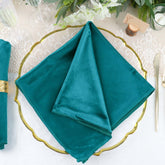 5 Pack Premium Velvet 20"x20" Napkins Peacock Teal - Soft Sheen Finish Cloth Napkins